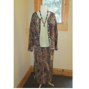 Lg. Kusnadi Rayon Blend Skirt & Jacket w/Steel Pony Top & Morel Necklace